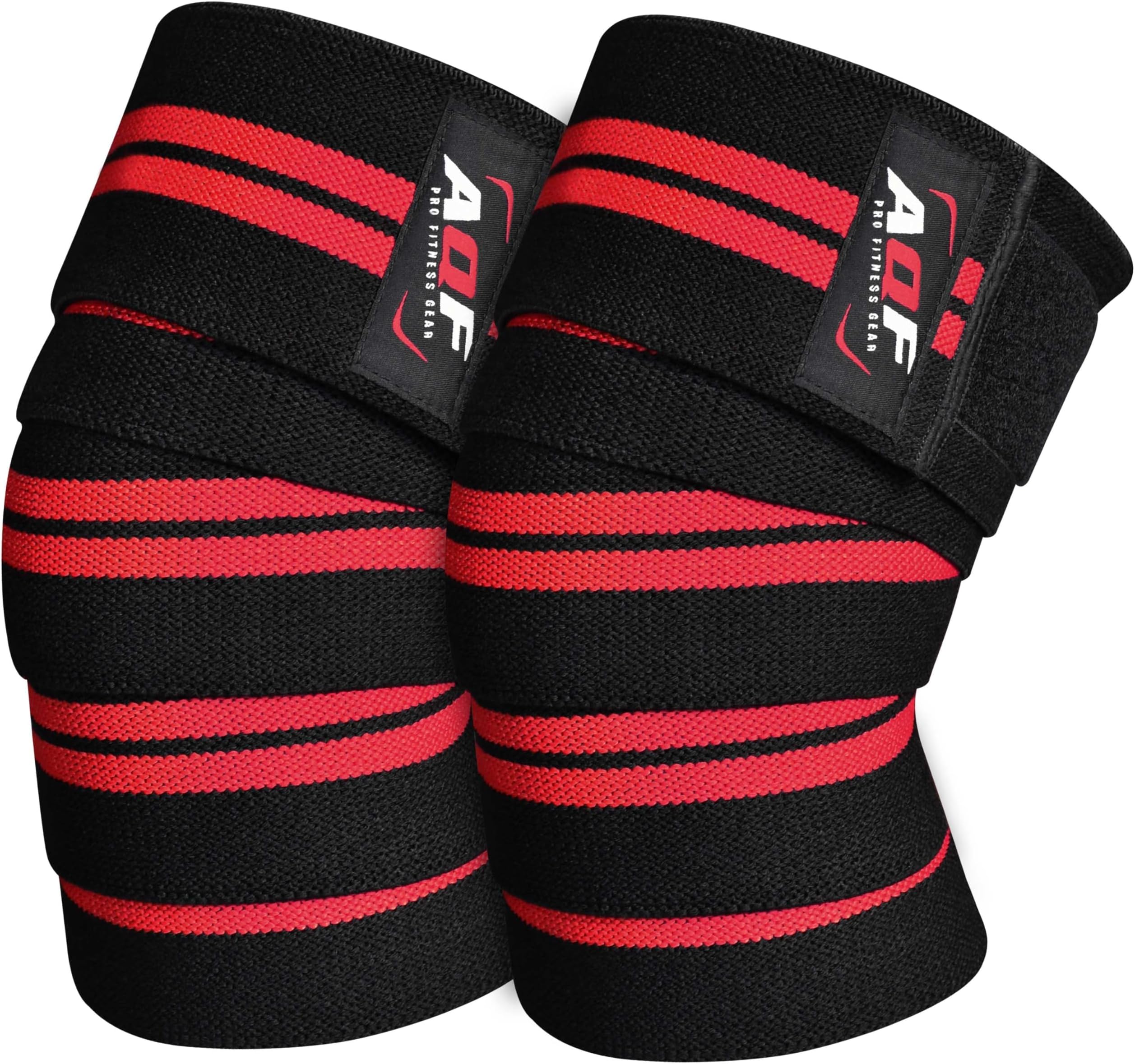 AQF Knee Wraps Weight Lifting Bandage - IPL and USPA Approved Gym Knee Support - Heavy Duty 78” Elasticated Support Straps Guard Powerlifting, Squatting (Pair)