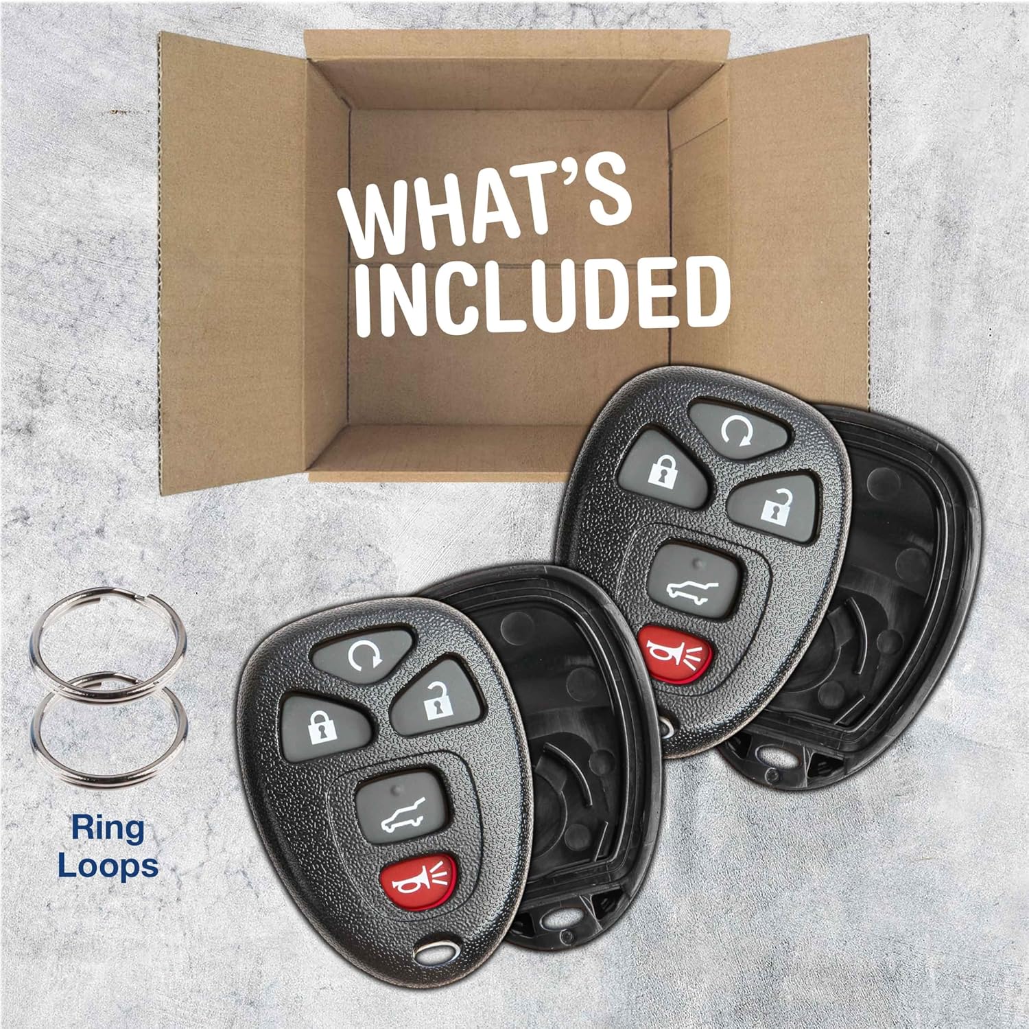 KeylessOption Just The Case Keyless Entry Remote Key Fob Shell, Pack of 2 - Black