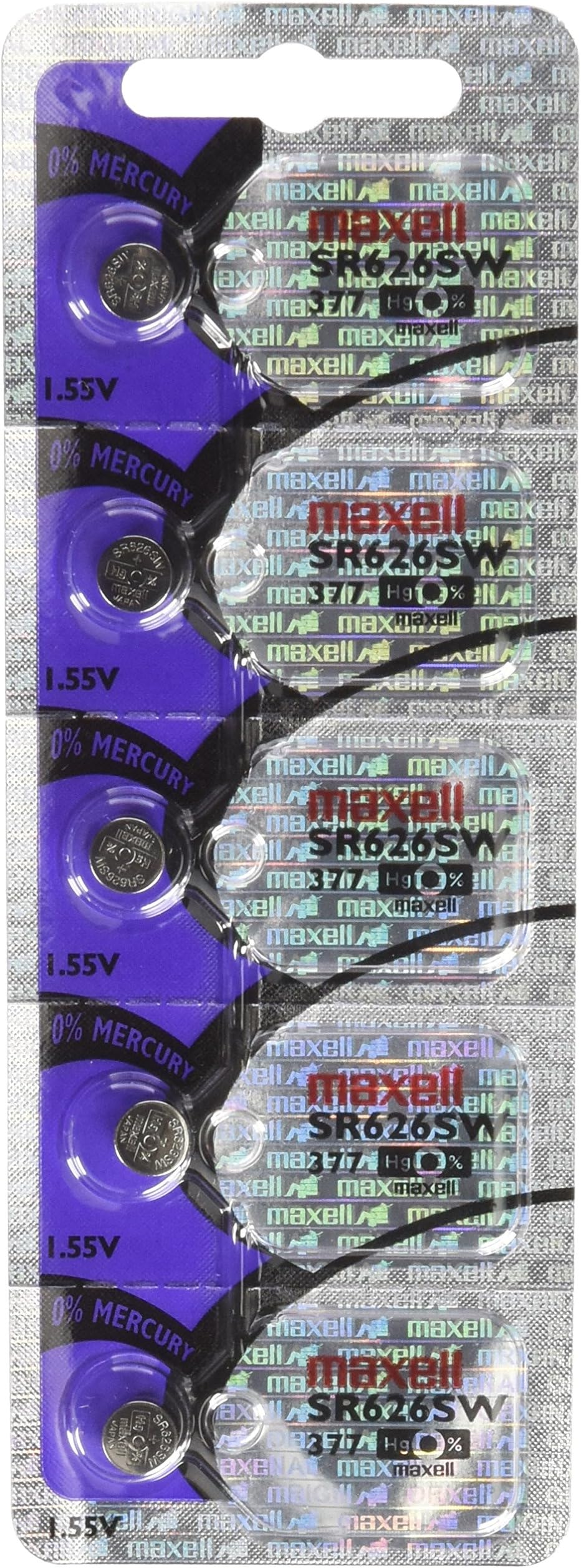 5 Maxell Batteries Button Cell SR626SW