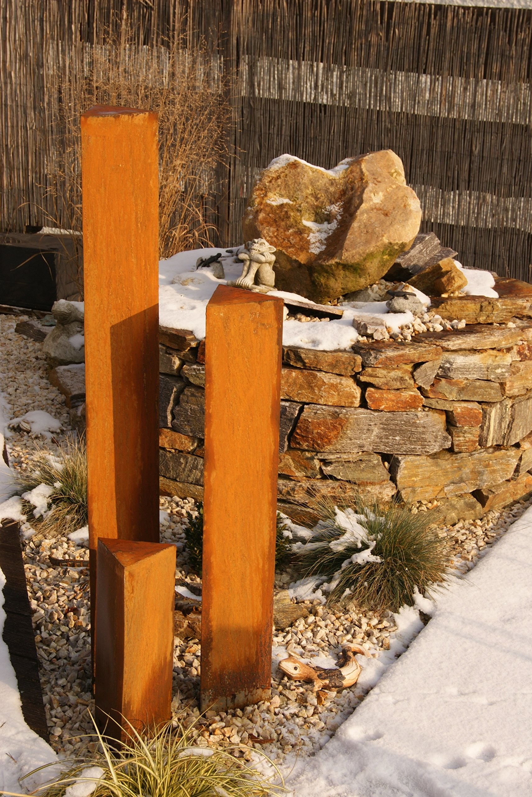 Säulenset Edelrost Säulen Set Rost Garten Dekoration Stele
