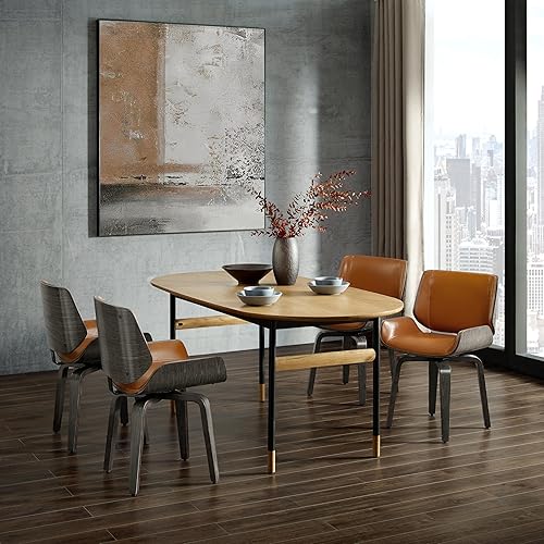 Miniatura 6 de Art Leon Juego de 2 sillas de comedor giratorias, modernas de mediados de siglo, sillas de comedor de cocina y comedor, silla decorativa de piel