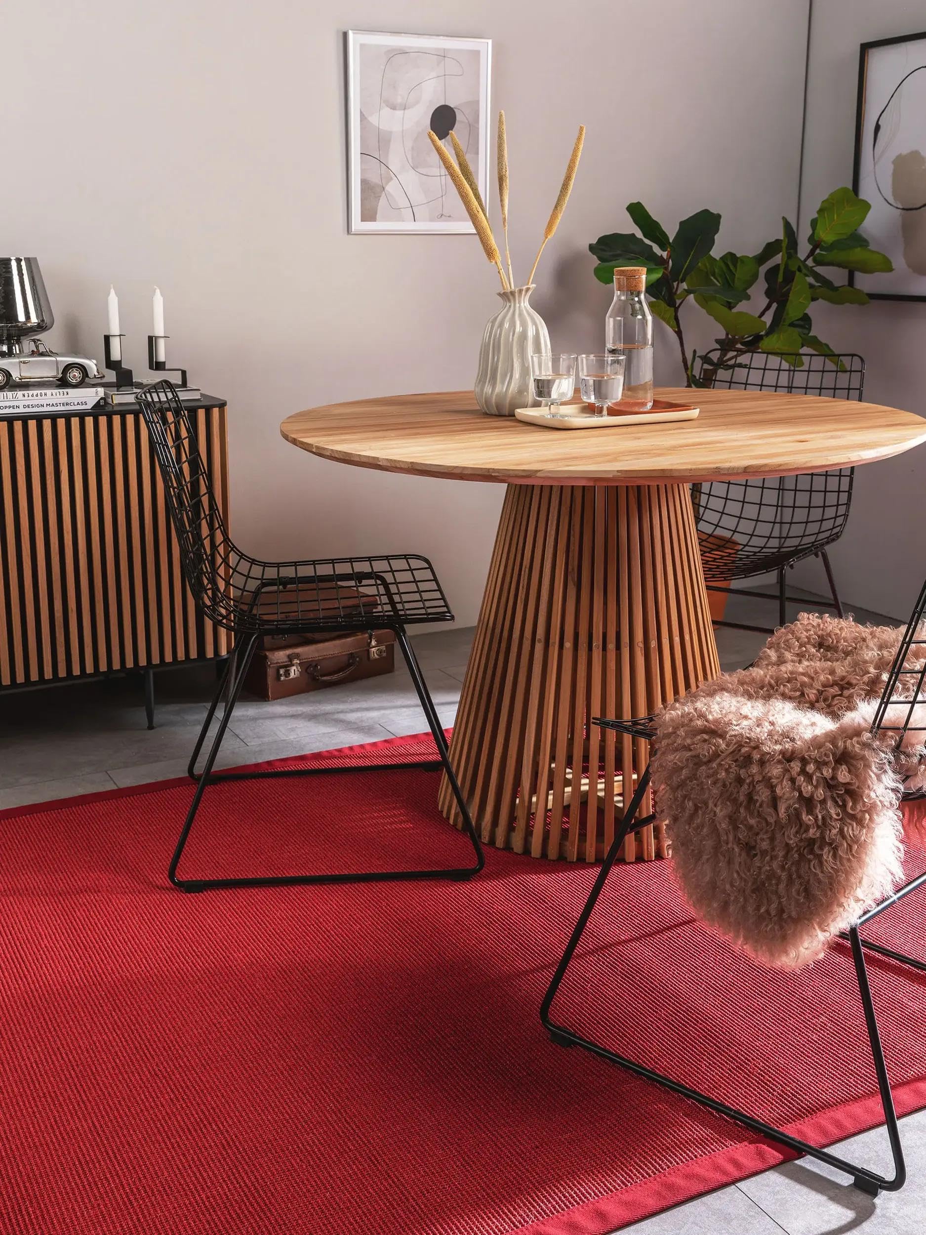Sana Tapis en sisal pour l'intérieur et l'extérieur Rouge uni 160 x 230 cm
