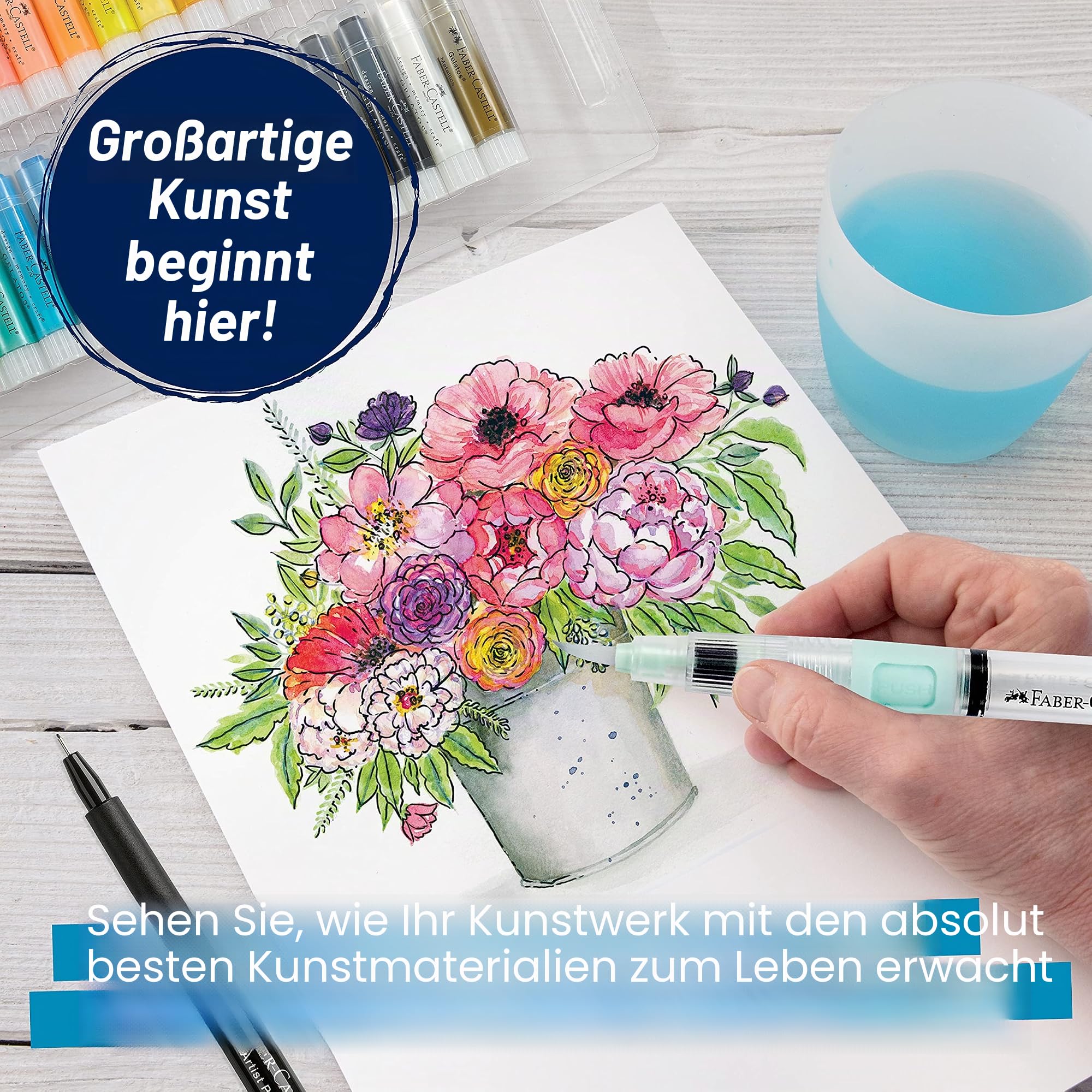 Faber Castell Deluxe Wasserpinselstift, nachfüllbar, Aqua-Pinselstift für Aquarell