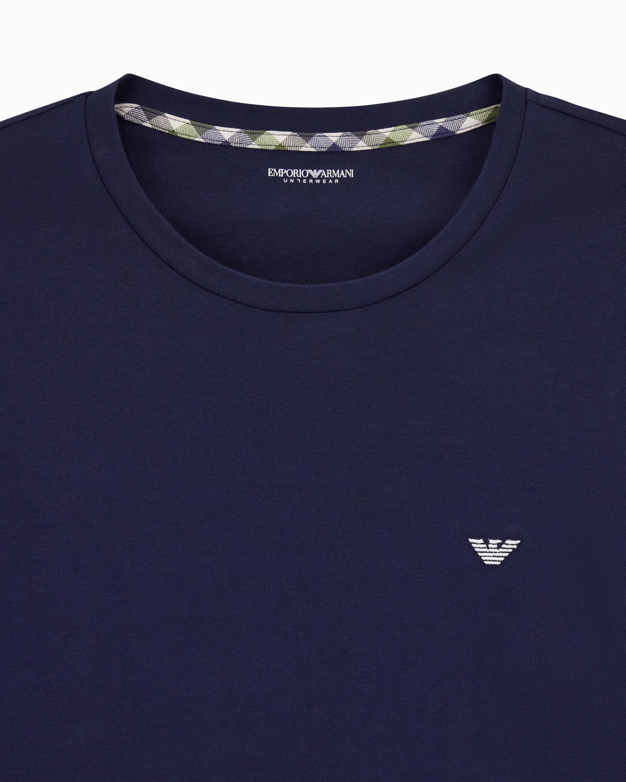 Emporio Armani Pigiama Lungo Uomo Tinto in Filo Blu L, Blu, L