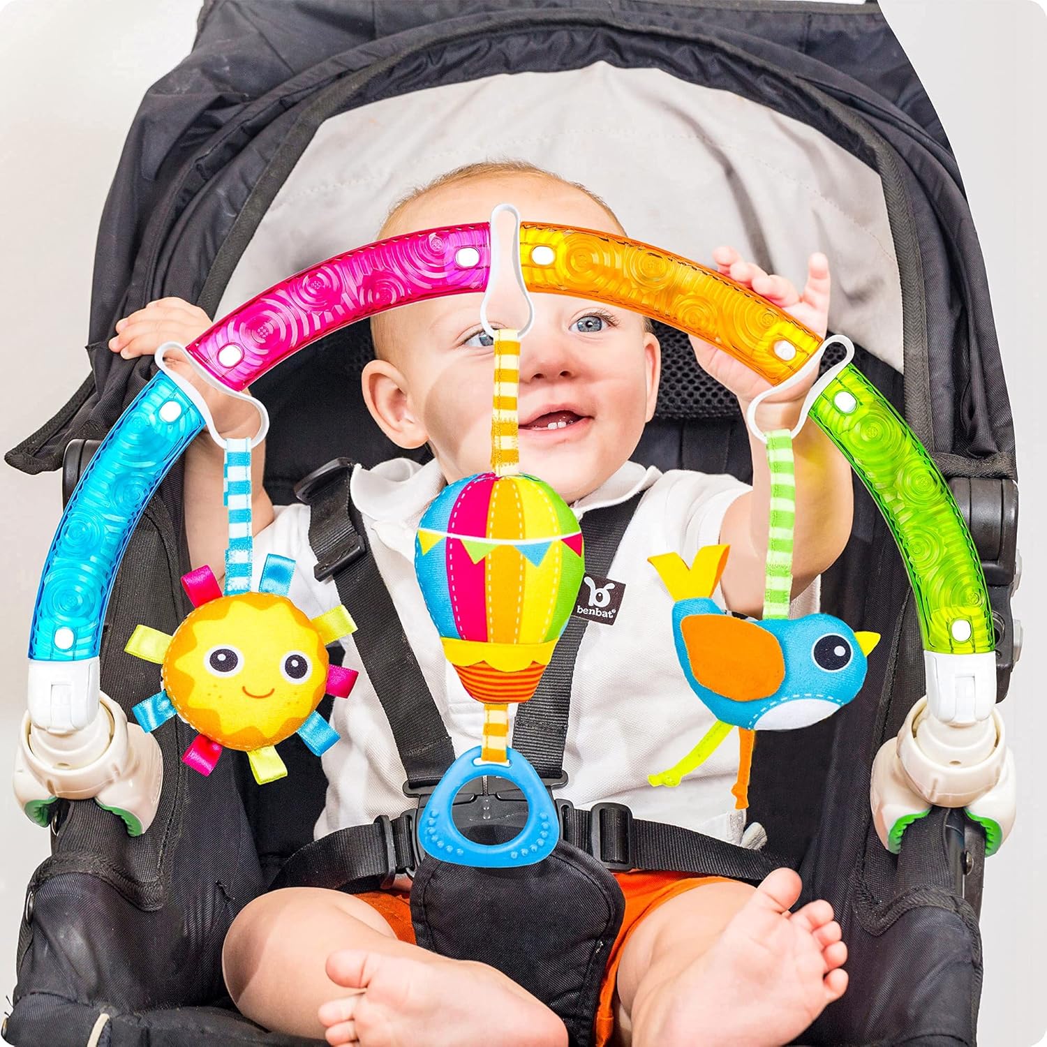 Baby Stroller Arch Toy. Benbat Rainbow Dazzle Friends Play Bar. Fun Newborns Sensory Activity, Adjustable for Bouncers and Car Seat. : Toys & Games