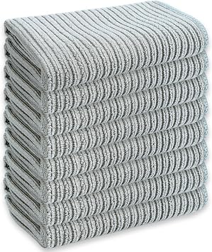 Microfibre Cleaning Cloths, Kitchen Cloth, Lint free and Absorbent, Pack of 8, 30 x 30 cm, Grey