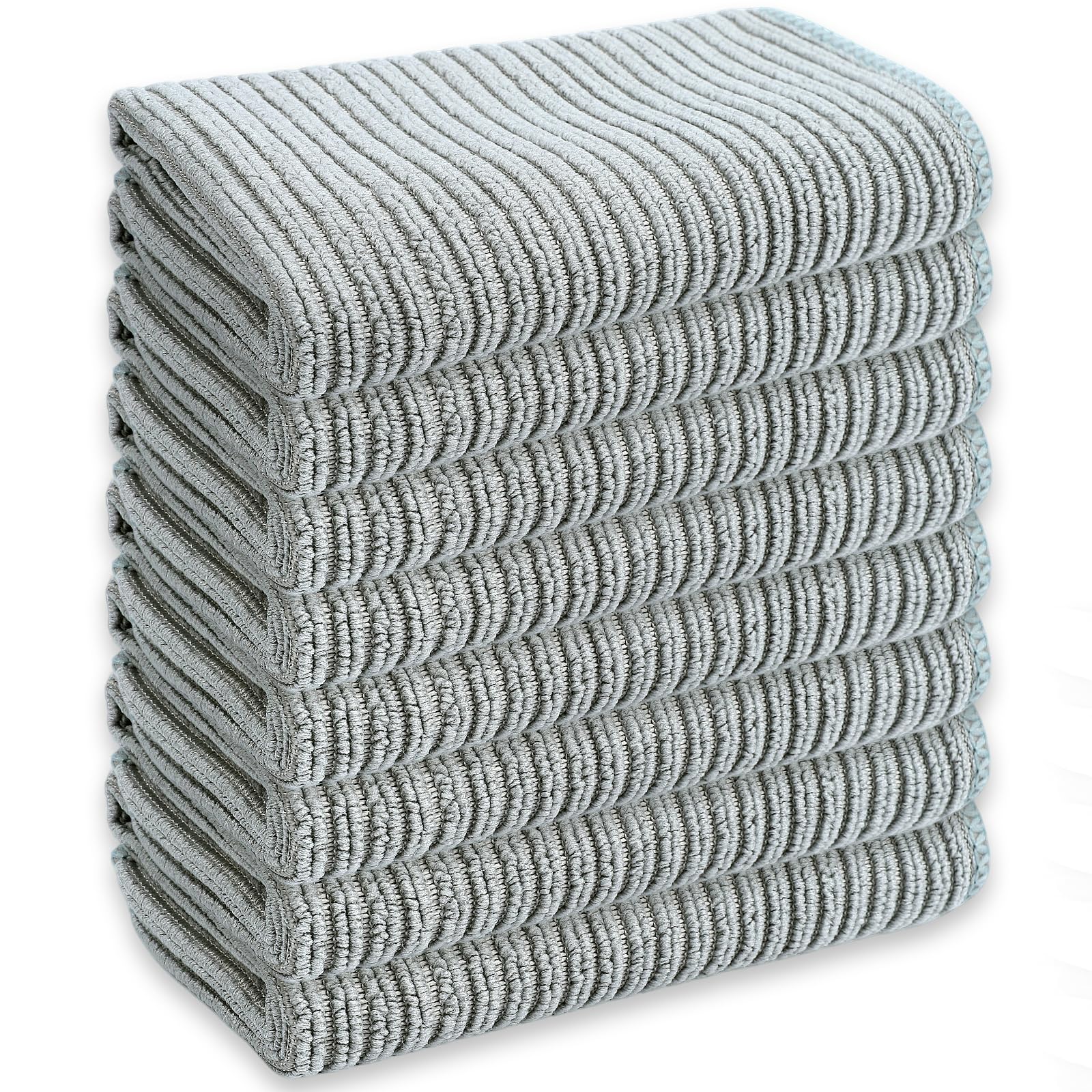 samsto Microfibre Cleaning Cloths, Kitchen Cloth, Lint free and Absorbent, Pack of 8, 30 x 30 cm, Grey