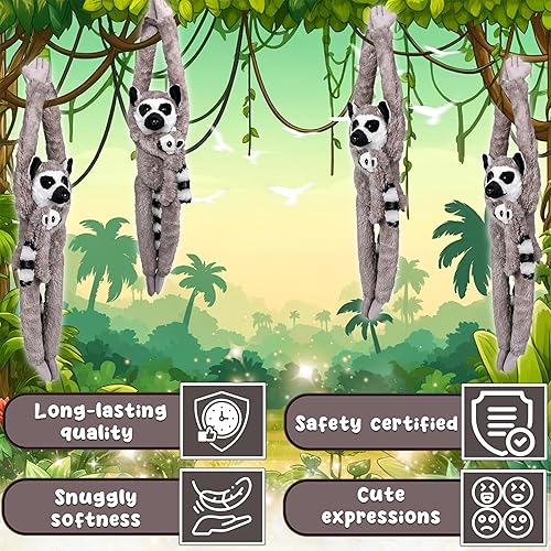 Vista 39 de Forest & Twelfth Gibón colgante para mamá y bebé de 28 pulgadas, animales de peluche para niños, lindos y abrazables, animales de zoológico ideales