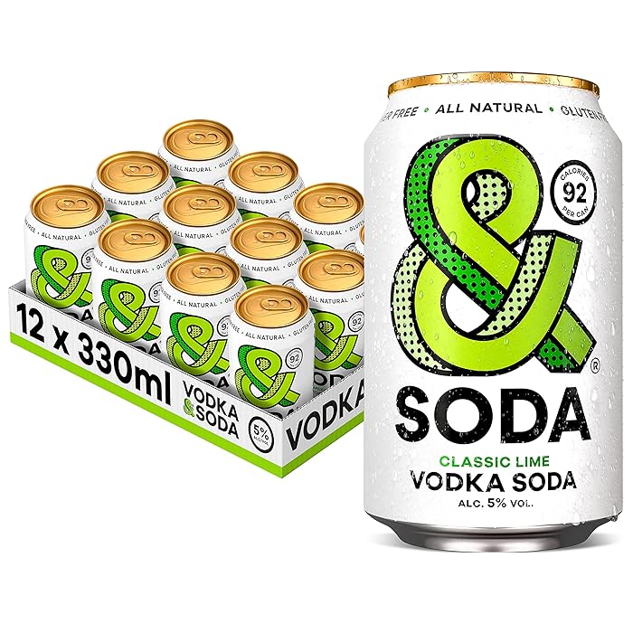 Buy AndSoda SugarFree Hard Seltzer, Sparkling Water, Vodka & Soda 12 x 330ml Cans Keto