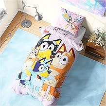 Get Trend Bluey Children's Bed Linen 135 x 200 cm, Reversible Bed Linen Children, Cuddly Pillow & Duvet Cover, Bingo Gifts for Girls and Boys (Multi Bluey, Single)