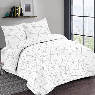 Vision Bettwäsche – Hugo weiß mit schwarzen Streifen – Bettbezug 260 x 240 cm mit 2 Kissenbezügen für Doppelbett – 100% Baumwolle
