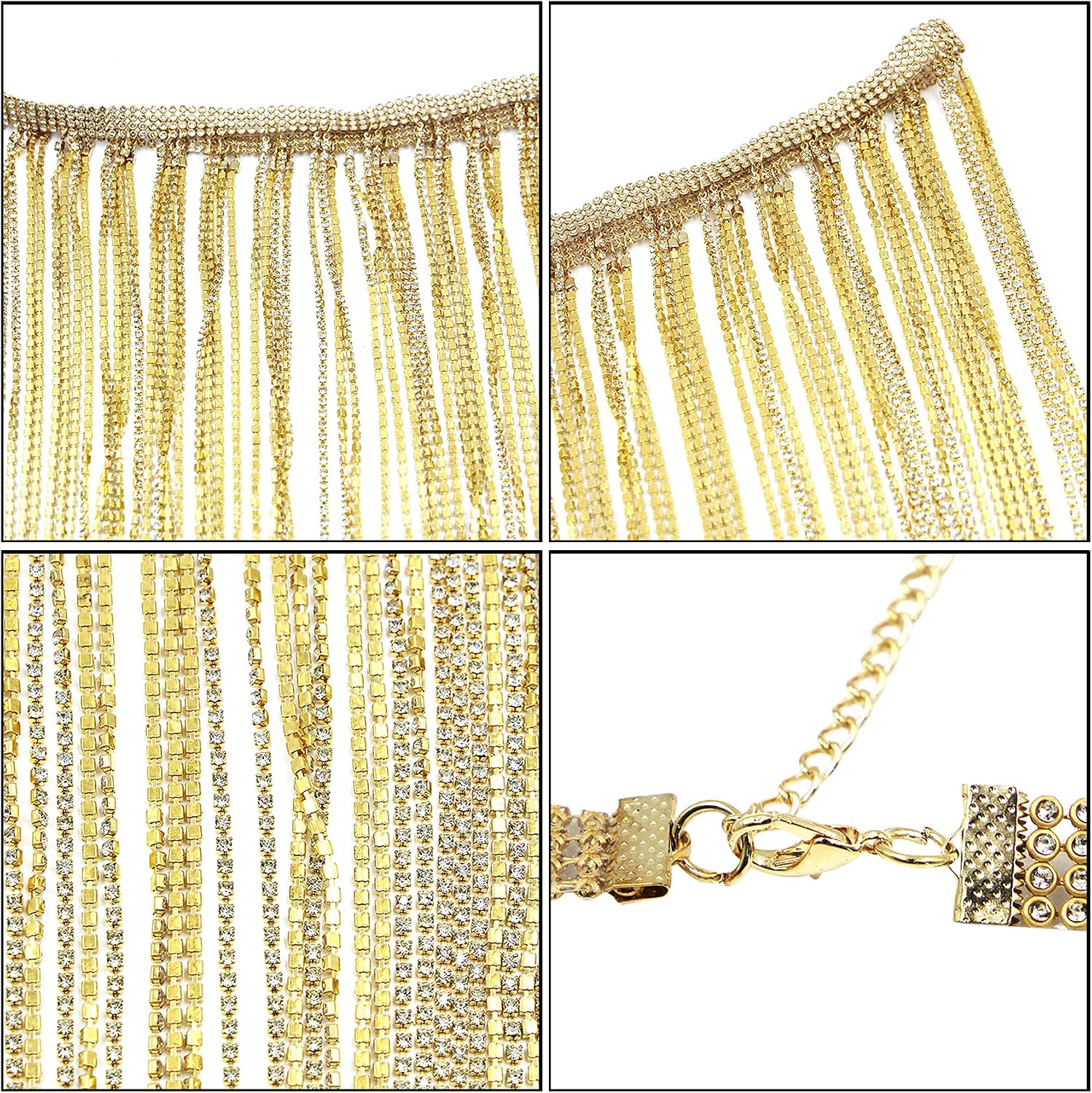 RARITYUS Women Sexy Rave Glitter Rhinestone Tassel Body Chains Skirt Waist Belt Jewelry for Party Festival Dance Nightclub