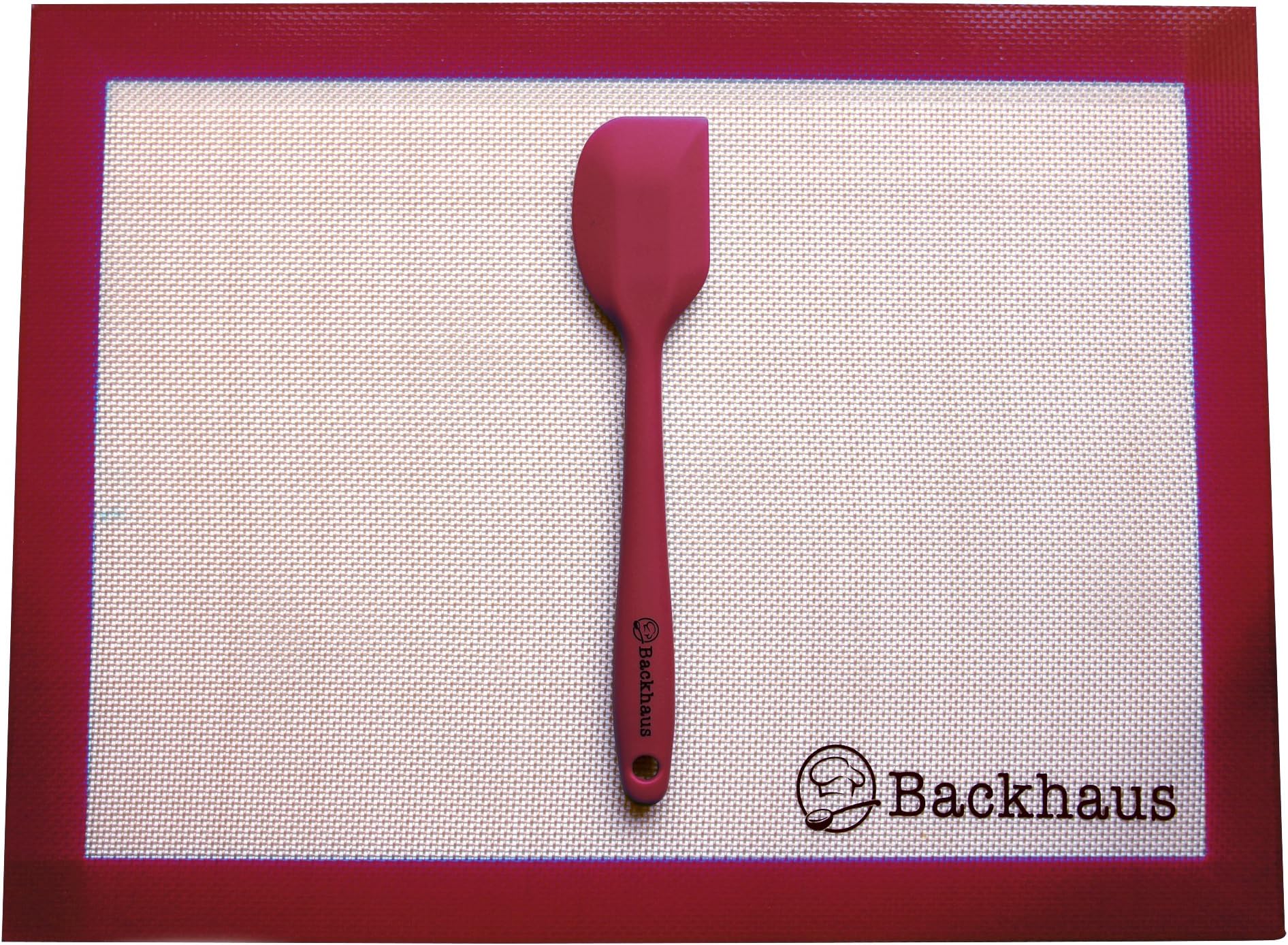 BACKHAUS FlexBake Premium Silicone Non-Stick Baking Mat, 100% BPA-Free Baking Sheet & Maryse Spatula Free | 5 Year Warranty | 40 x 30 cm - Red