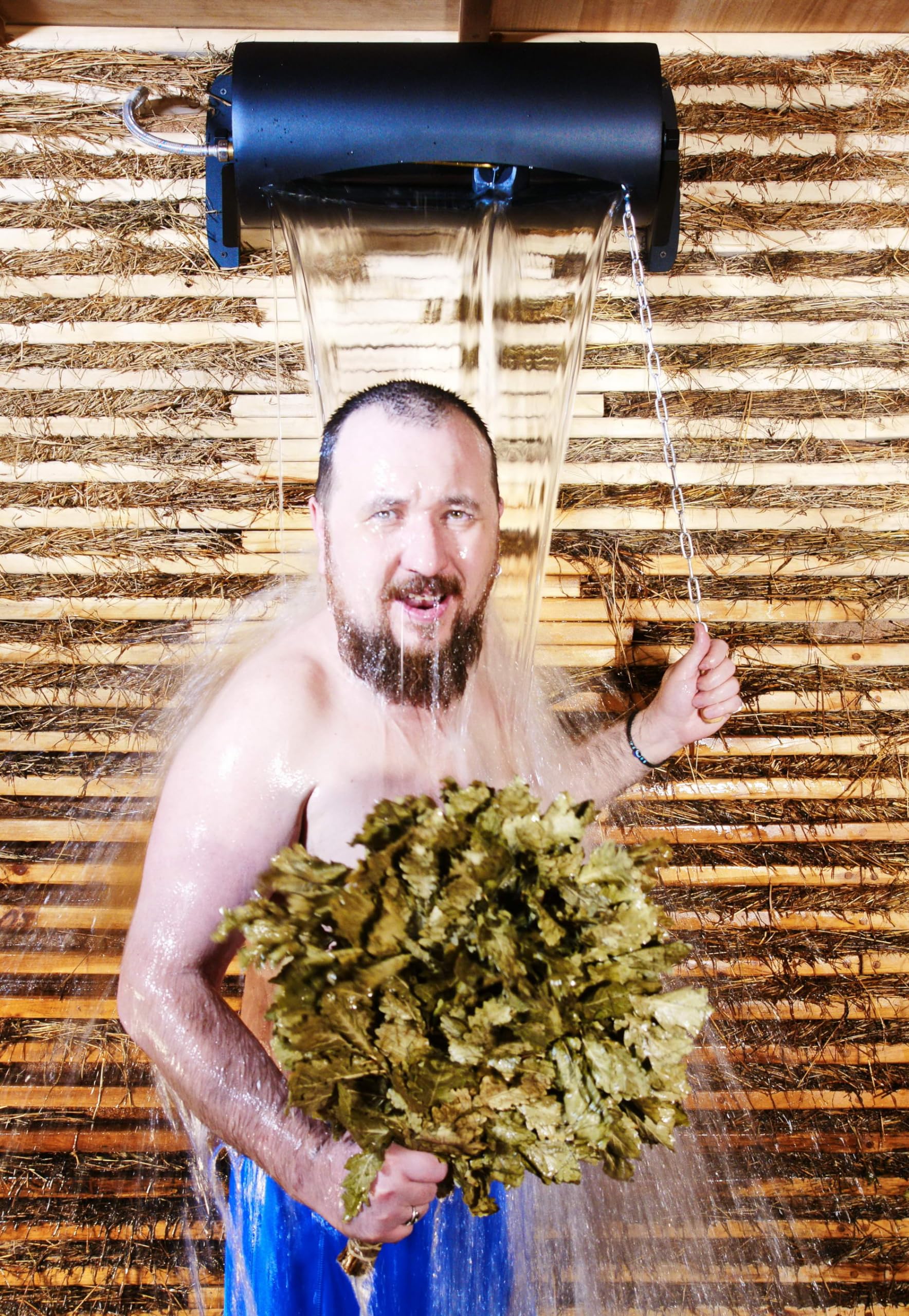 Saunainter Ducha de acero inoxidable para sauna, 16 litros, montable, recarga automática, ducha de cubo, accesorios para sauna