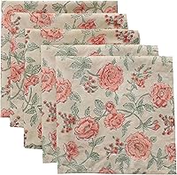 Vista 27 de CPC Servilletas de Tela 100% Algodón Juego de 4 Servilletas Reutilizables, Servilleta de Cena Floral Toile con Estampado de Bloques Indios, Regalo