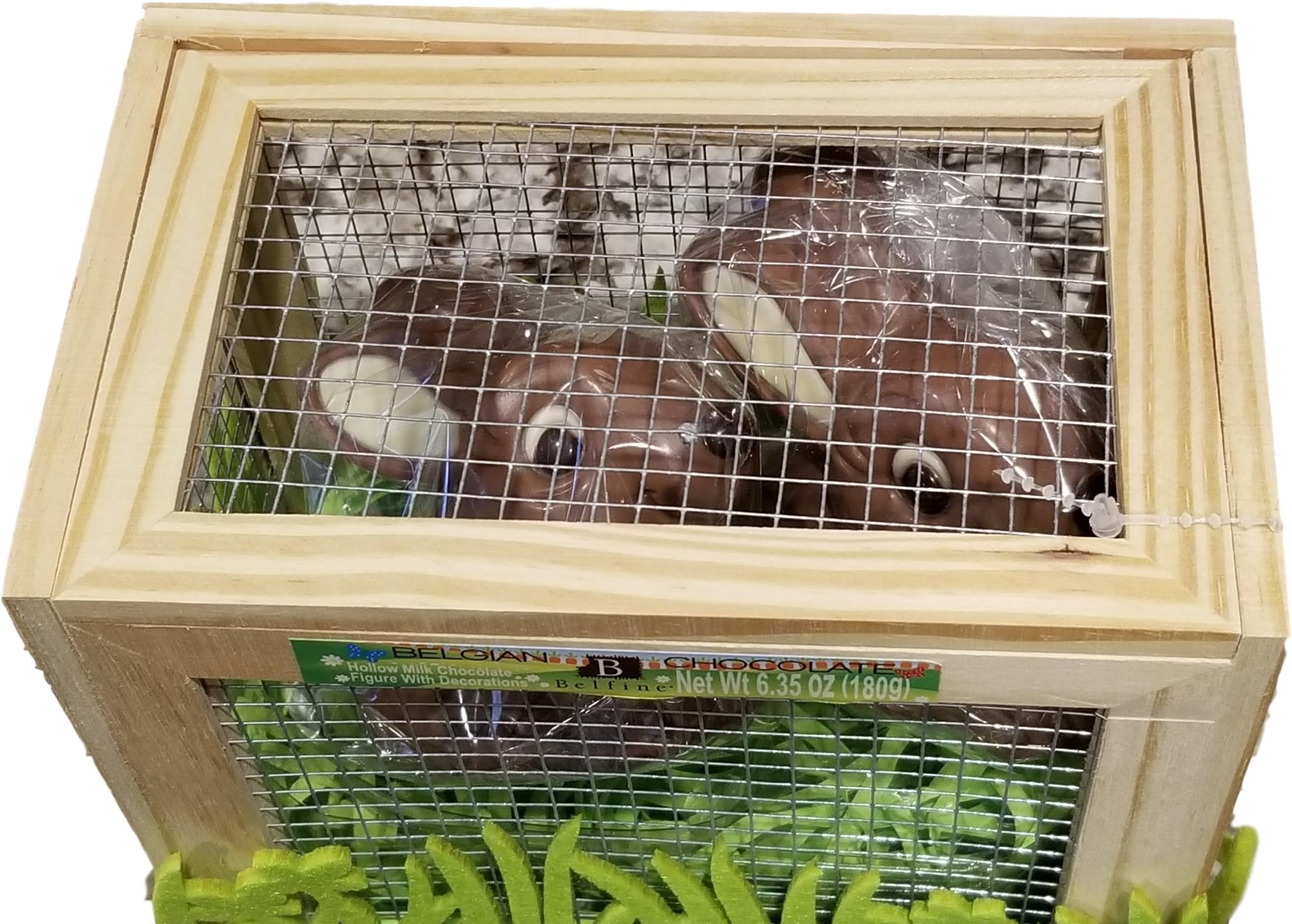 Hollow Milk Chocolate Bunny Figures in Adorable Wooden Pen