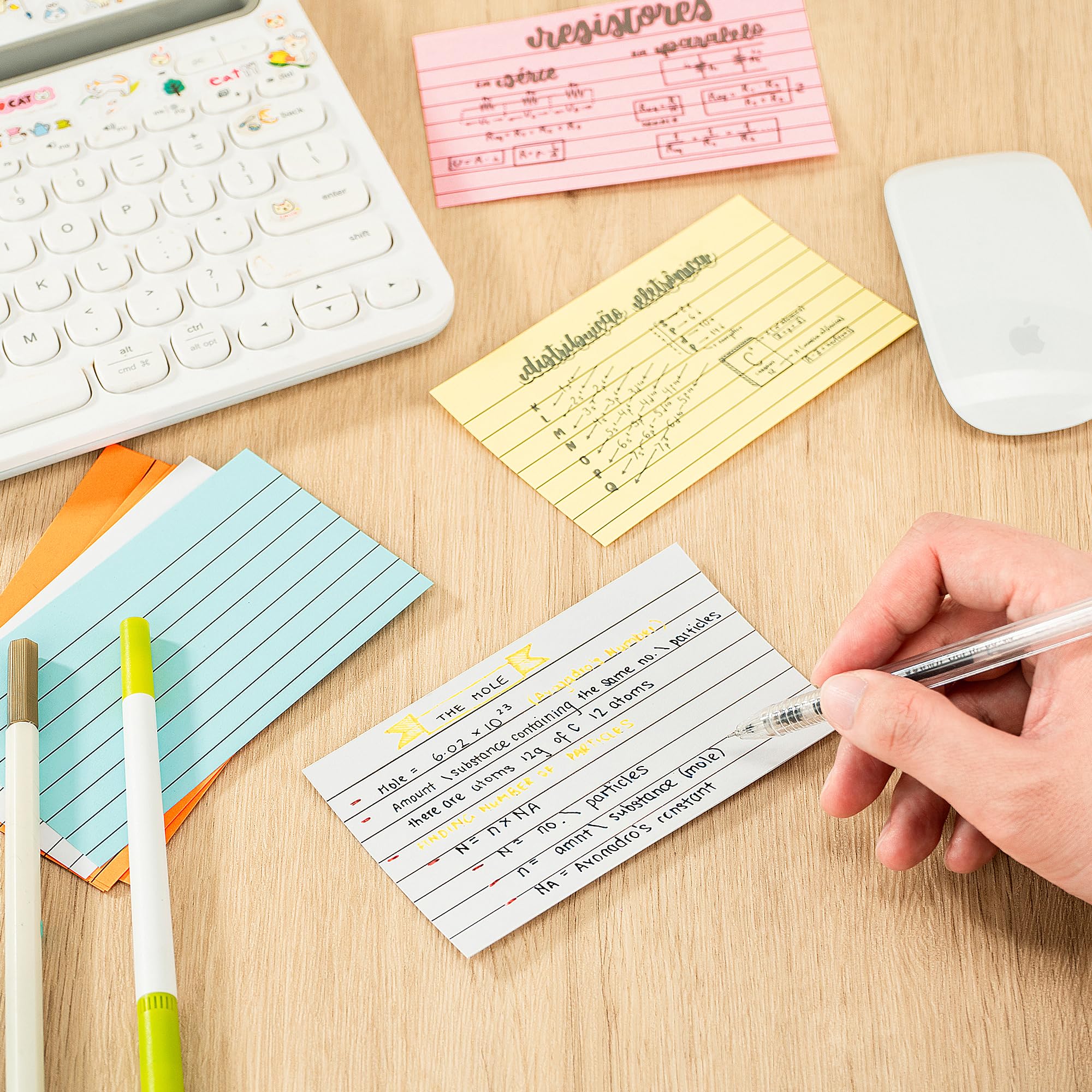 400PCS Colored Index Cards, 8 Colours 8 Sets 5"x3" One Side Lined One Side Blank - Image 4