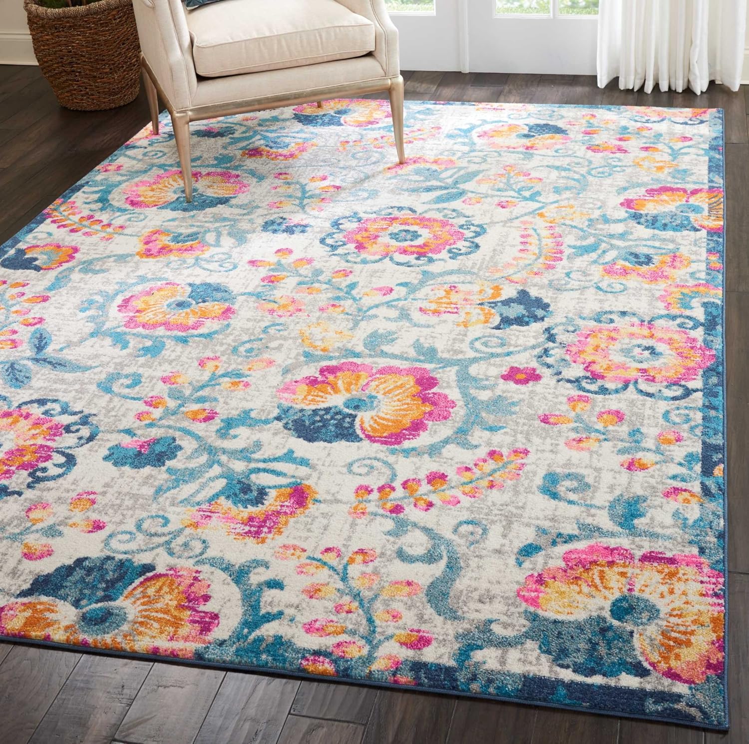 Nourison Home Passion Ivory 5'3" x 7'3" Area Rug - Easy Clean, Non Shedding, Bed Room, Living Room, Dining Room, Kitchen (5' x 7')