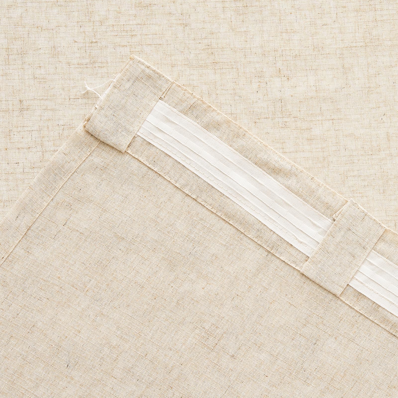 TOPICK Tendaggi con nastro arricciato in lino per soggiorno e camera da letto, tende semi-trasparenti per sistema a binario, stile country, tende con passanti nascosti, set da 2, 140x245 cm