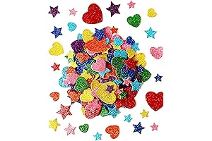 Natonhi 450 Pieces Glitter Foam Adhesive Hearts - Colorful Self-Adhesive Foam Heart...