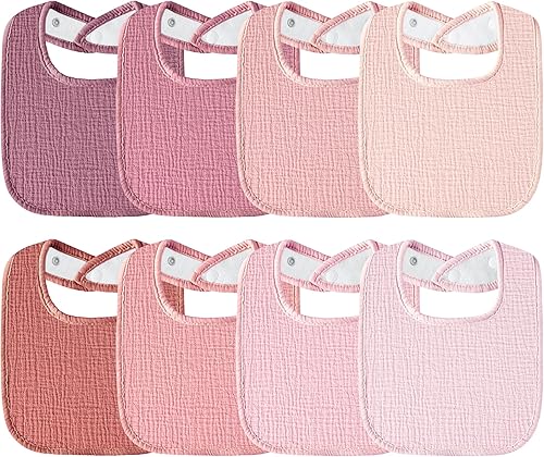 Miniatura 14 de Muslin Baby Bibs Cotton Baby Drool Bandana Bibs for Baby Girls Boys Infant Newborn Toddler Drooling and Teething Azul macaron,rosado (Macaron