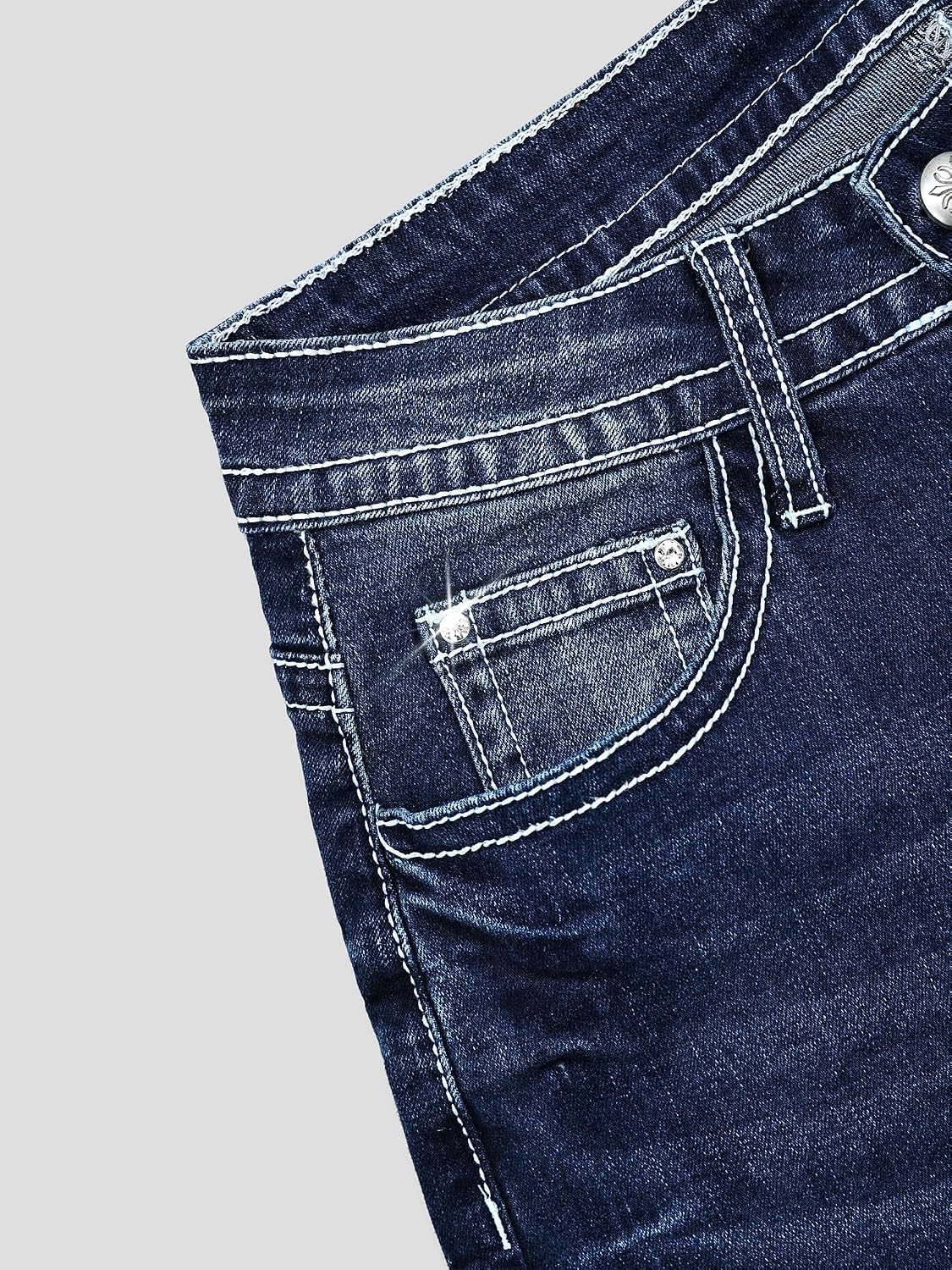 Women's Mid Rise Bootcut Jeans Western Rhinestone Stretchy Denim Pants | Straight Leg Style,Cowgirl Clothing,2026 Trendy,Country Outfits,Tummy Control,Butt Lifting,Fall Fashion,90s Vintage
