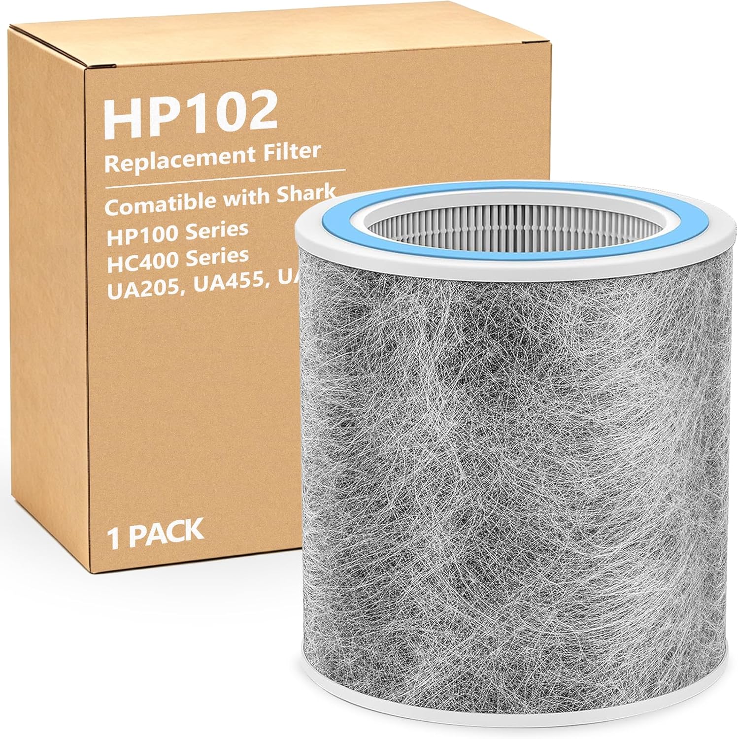 1 Pack HP102 Replacement Filter Compatible with Shark Air Purifier HP102 HP152 HP153 HP132 HP102PET HC450 HC451 HC452 HC455, True HEPA Filters for 99.97% of Particles, Part # HE1FKPET HE1FKBAS
