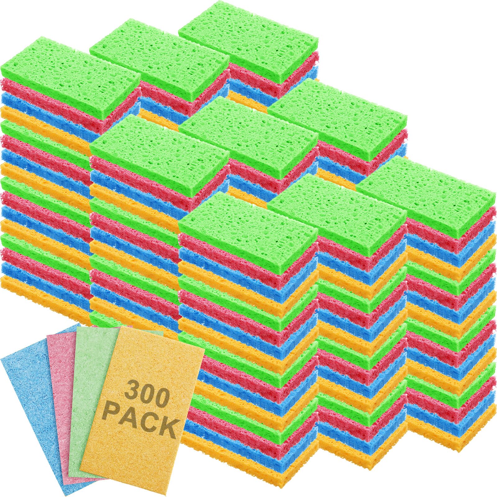 Zhengmy 300 Pcs Sponges Bulk Sponges Kitchen Compressed Sponge, Multicolor