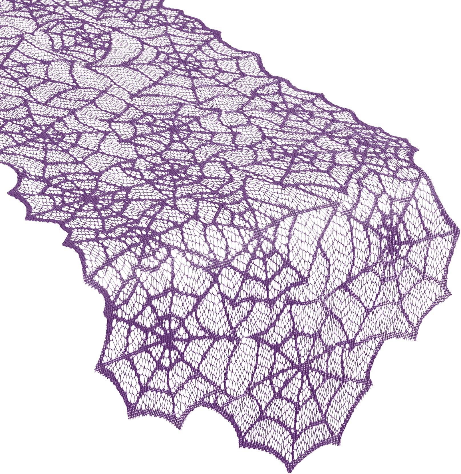 Purple Halloween Table Runner, 72 Inches Long Black Lace Spider Web Table Runner Backdrop Halloween Decorations Indoor Desk Centerpiece Kitchen Coffee Accessories Farbic Decor Topper