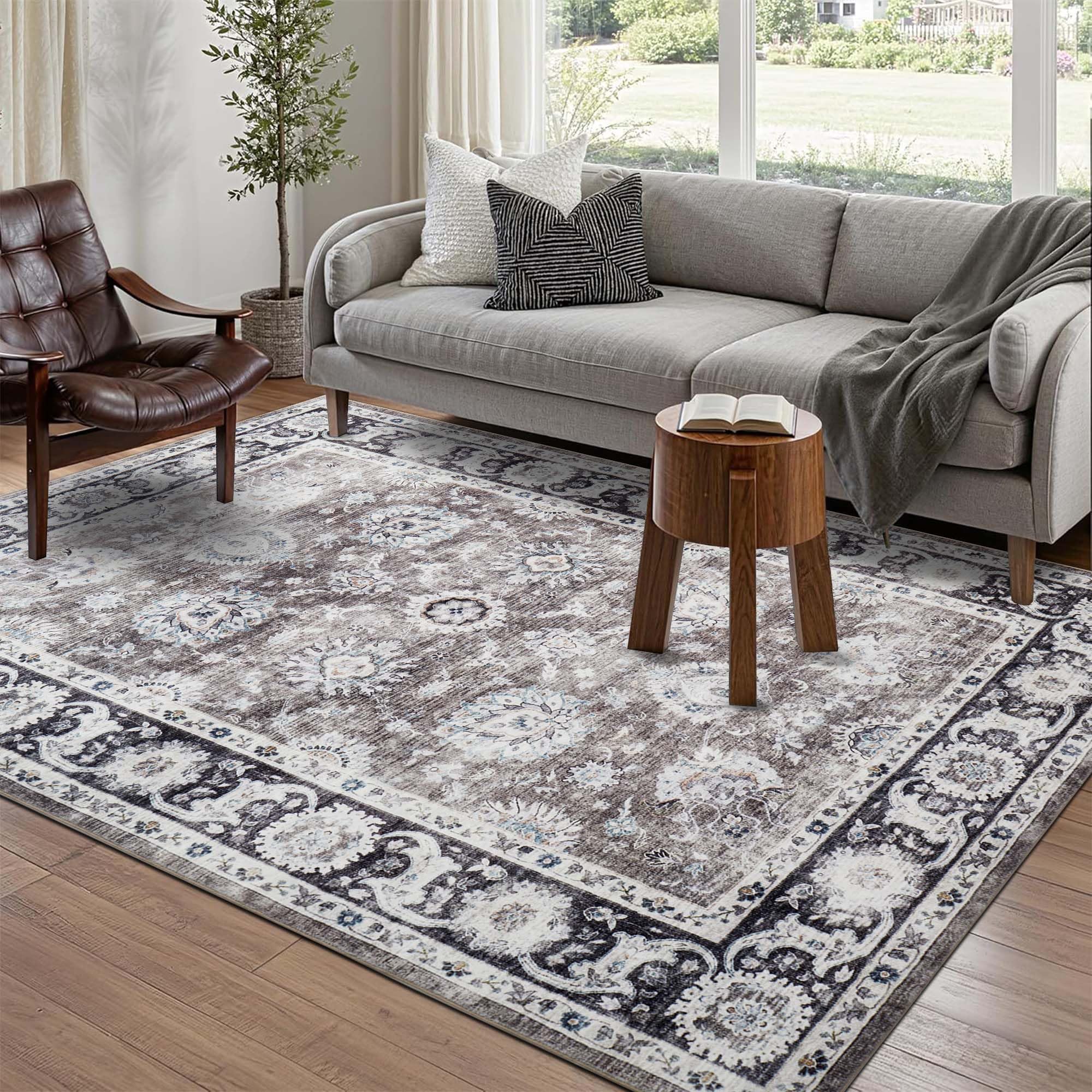 MOONLIGHT20015 Washable Rugs Living Room 60x110 cm - Fluffy Vintage Area Rugs for Bedroom - Non Slip Low Pile Soft Boho Rug Carpets for Lounge - Traditional Large Bedside Rug Easy To Clean, Harmony — image 1