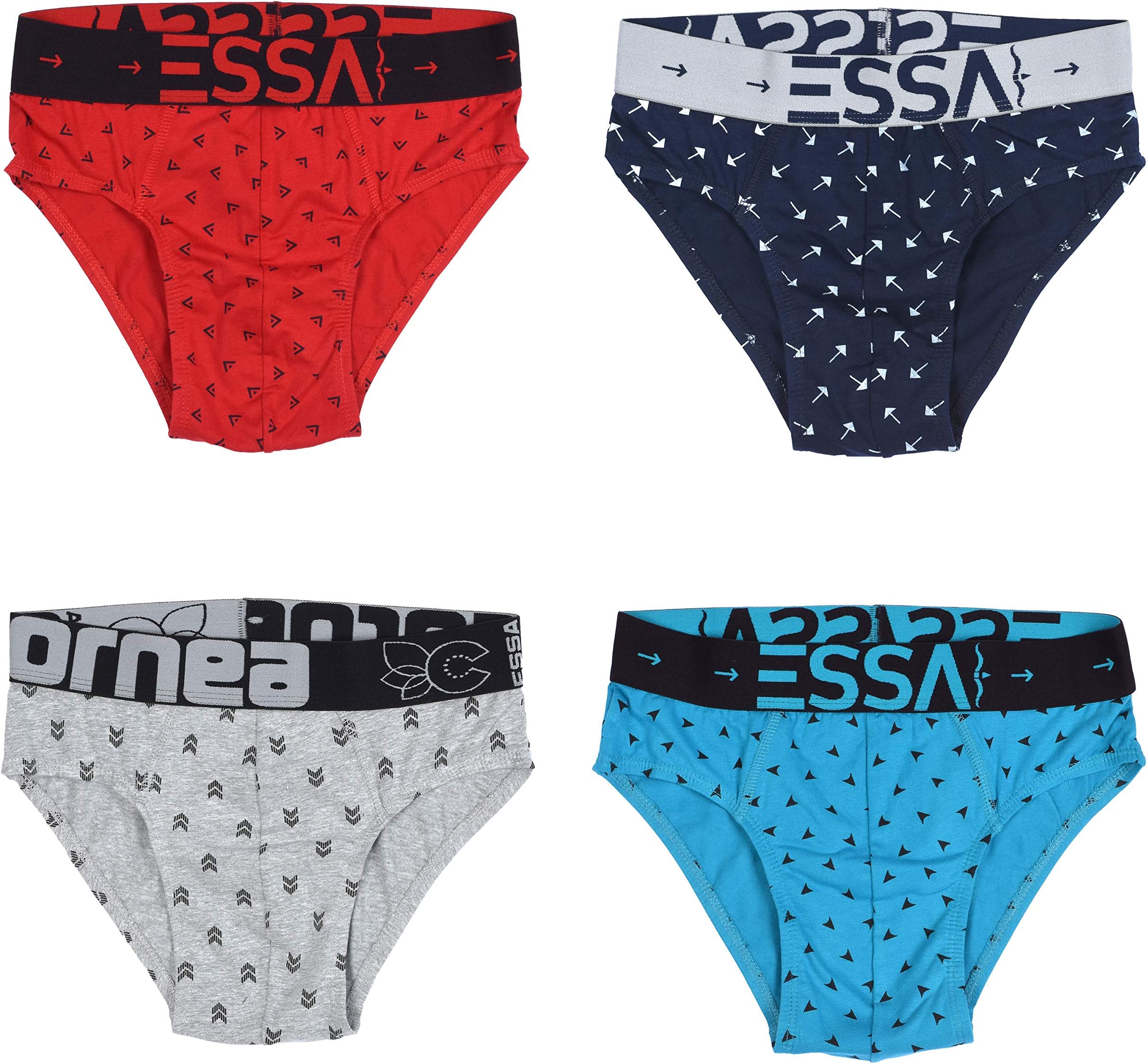 ESSA Men's Printed Briefs – Pack of 4 | Comfortable Stretchable Fabric | Broad Waistband for Secure Fit | Seamless Design for Ultimate Comfort | Durable & Easy Care