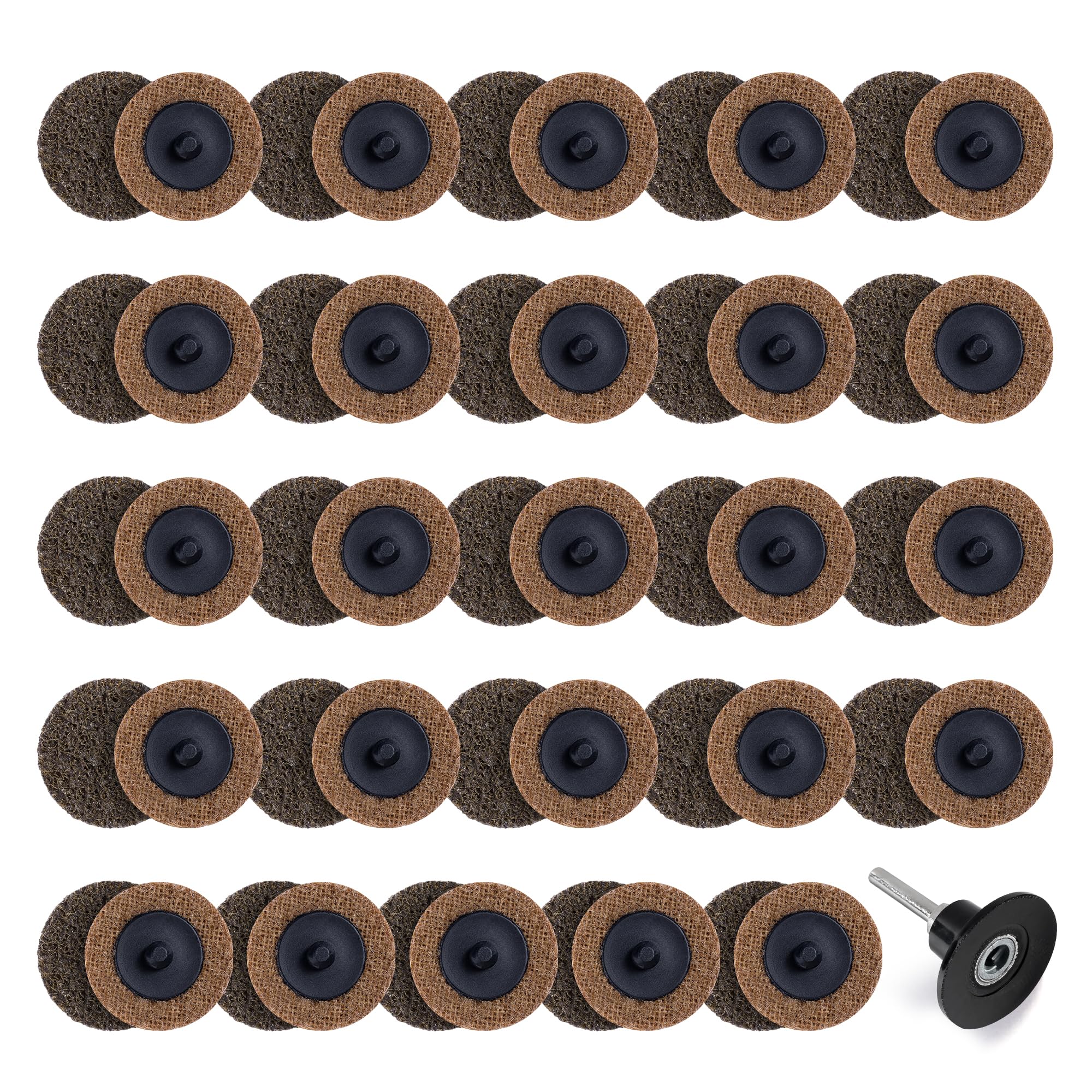 Shawya 50 PCS Sanding Discs 2 Inch Coarse Quick Change Disc Roll Lock Disc Die Grinder Surface Conditioning Discs for Burr Finish Rust Paint Removal