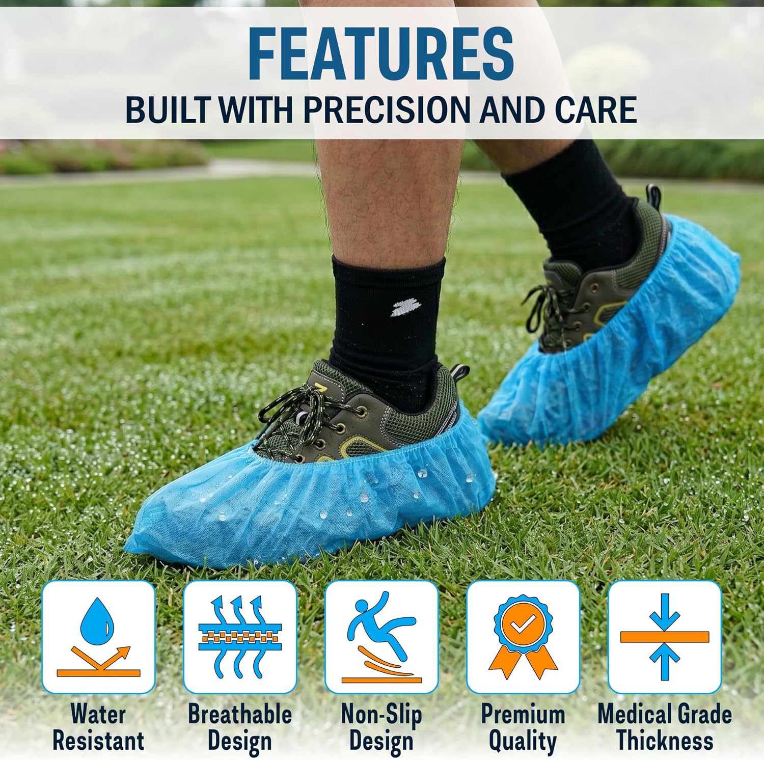 XL Disposable Shoe Covers - 50 Pack (25 Pairs) Oversized Non-Woven Booties