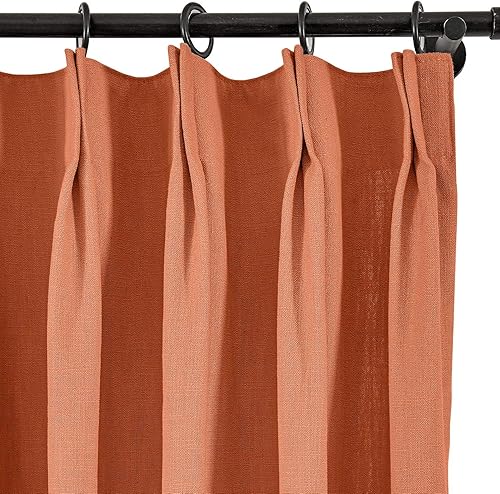 Miniatura 113 de Frelement Cortinas plisadas de lino de algodón extra anchas para oscurecer la habitación, 120 pulgadas de ancho x 96 pulgadas de largo, cortinas