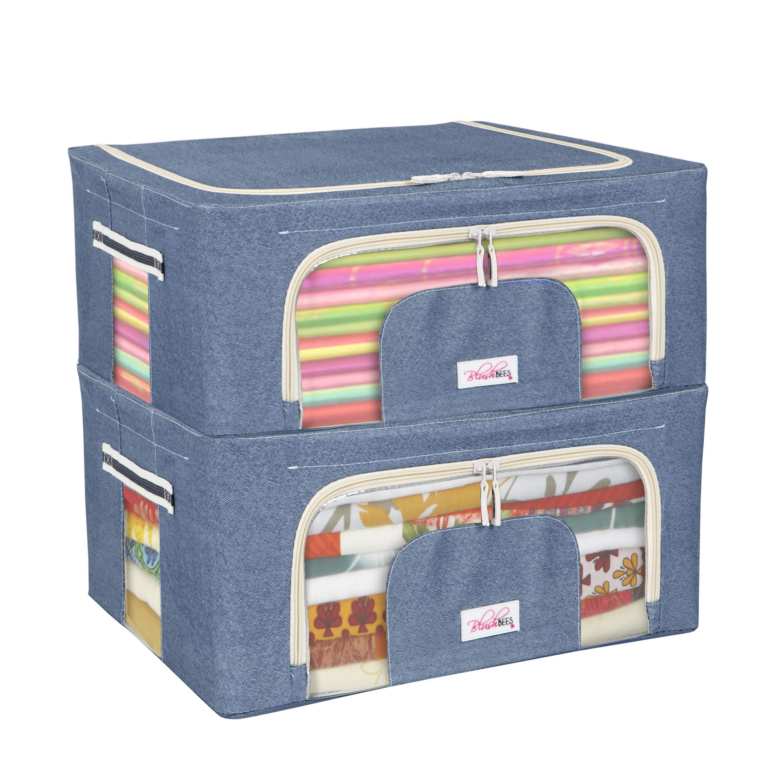 BlushBees 600D Oxford Fabric Living Box - Closet Organizer Cloth Storage Boxes for Wardrobe - 44 L (Pack of 2, Cowboy Blue) (B07HCWWSV4) Amazon Price History, Amazon Price Tracker
