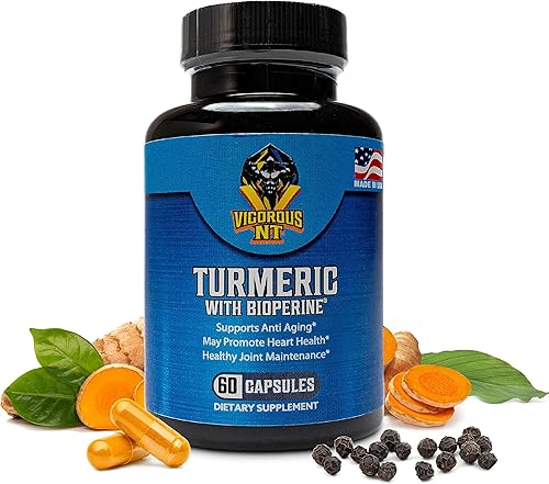 Vigorous NT - Suplemento de cúrcuma con BioPerine, fórmula de absorción mejorada, extracto de cúrcuma orgánico con 95% de curcuminoides, promueve el
