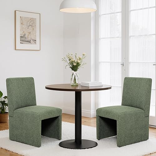 Miniatura 25 de Juego de 8 sillas de comedor tapizadas modernas para cocina y comedor, sillas de comedor de tela de lino con marco de madera, color gris