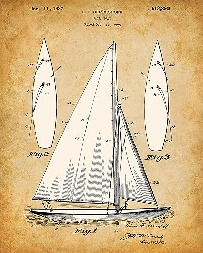Miniatura 9 de Lone Star Art Sail Boat - 11x14 Unframed Patent Print - Makes a Great Lake House or Cabin Decor and Gift for Sailors and Sailing Enthusiasts