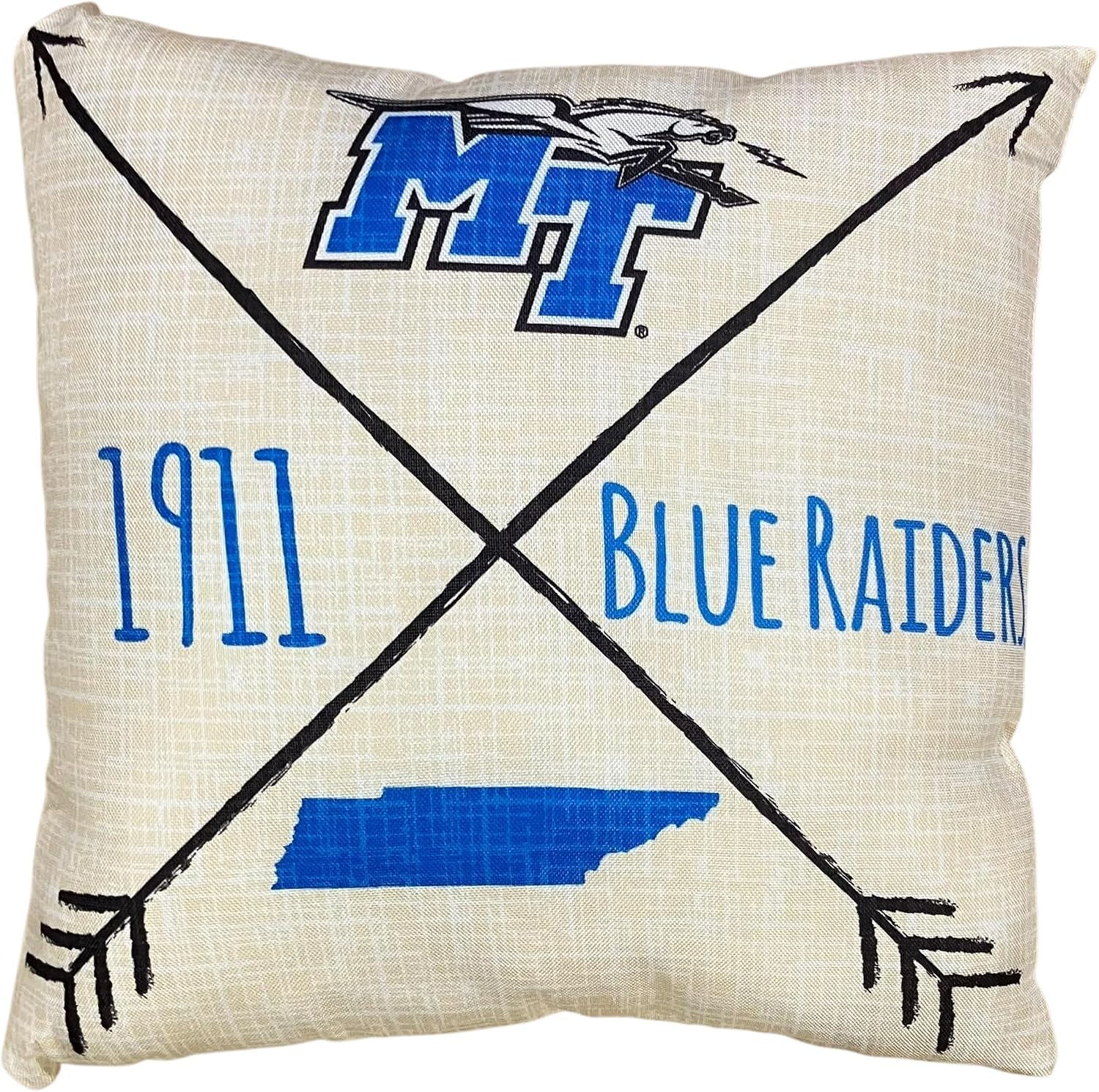 Pegasus Sports NCAA Team Wordmark Decorative Throw Pillow Middle Tennessee State University, Team Color, 18x18