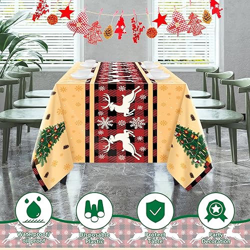 Vista 37 de OHOME Paquete de 4 manteles de plástico iridiscente desechables para decoración del día de las Galentinas, fundas rectangulares para mesa de Mantel