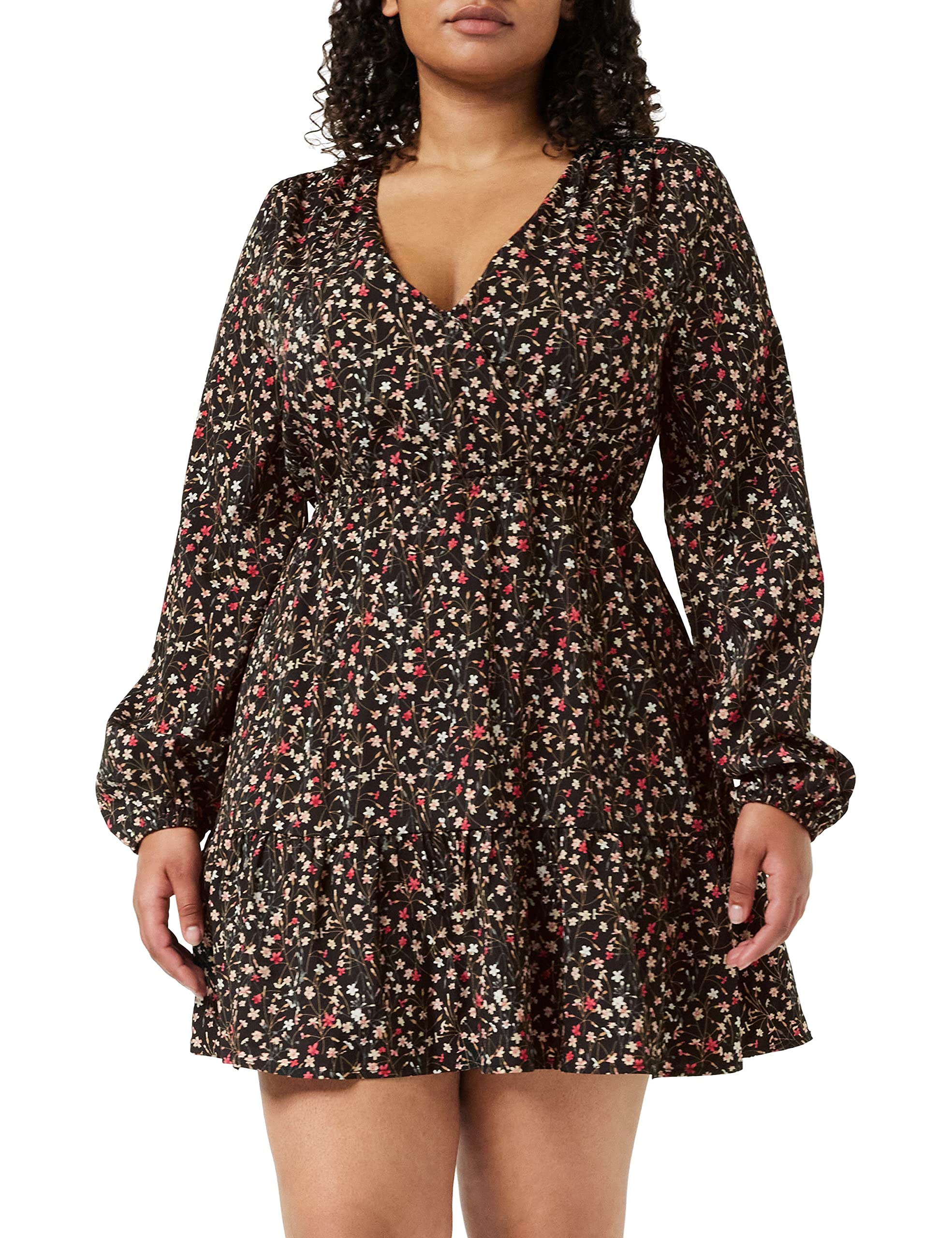 Louche Giovanna mini Dress in Wax Flower Print, Black, Size 14