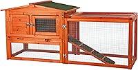 TRIXIE Natura Small Elevated Outdoor Rabbit Hutch with Run - Secure Bunny Cage, Non-Slip Ramp, Easy-Clean Tray for Rabbits & Guinea Pigs