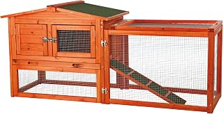 TRIXIE Natura Small Elevated Outdoor Rabbit Hutch with Run - Secure Bunny Cage, Non-Slip Ramp, Easy-Clean Tray for Rabbits & Guinea Pigs
