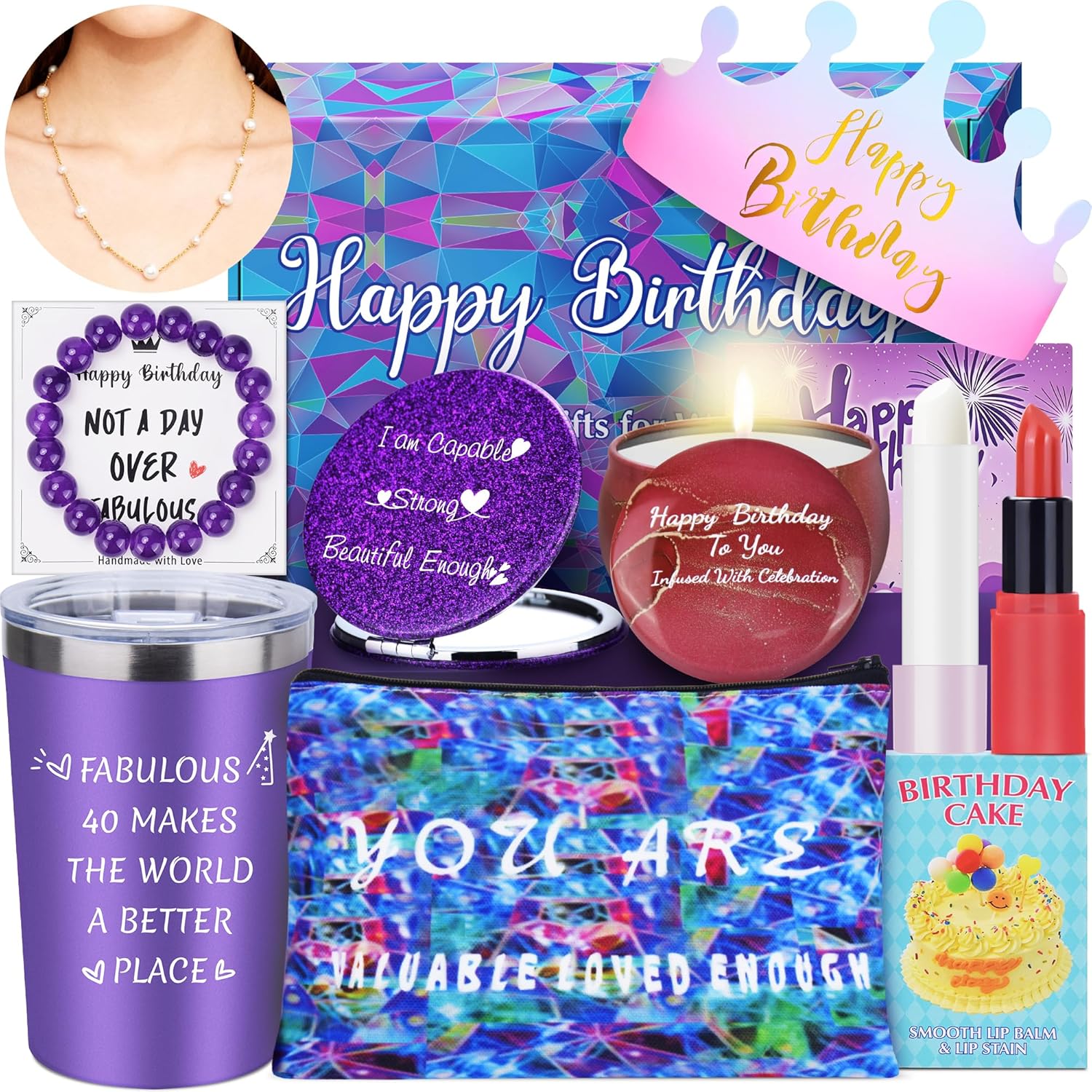 40th Birthday Gifts for Women - Unique Inspirational Birthday Gift Box for 40 Year Old Woman, Happy Birthday Present for Her, Mom, Wife, Sister, Best Friend | Best 40th Birthday Gifts Idea