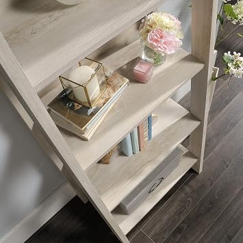 Sauder Trestle 5 Bookcase/Book Shelf, L: 23.54 x W: 16.61 x H: 71.14, Chalked Chestnut finish