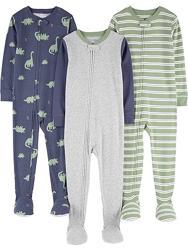 Simple Joys by Carter's baby-boys 3-pack Snug Fit Footed Cotton Pajamas