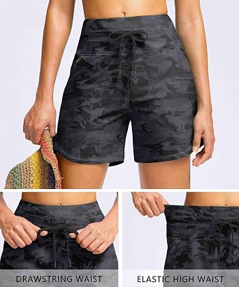Viodia Women's 5 High Waisted Swim Board Shorts Quick Dry Beach Shorts with Pockets UPF 50+ Swimsuit Bottoms with Liner
