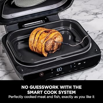 Ninja Foodi MAX Health Grill & Air Fryer 3.8L with Digital Cooking Probe, 6-in-1 Air Fry, Bake, Roast & more, Dishwasher Safe Parts, Large Grill Plate, Copper/Black AG551UKCP