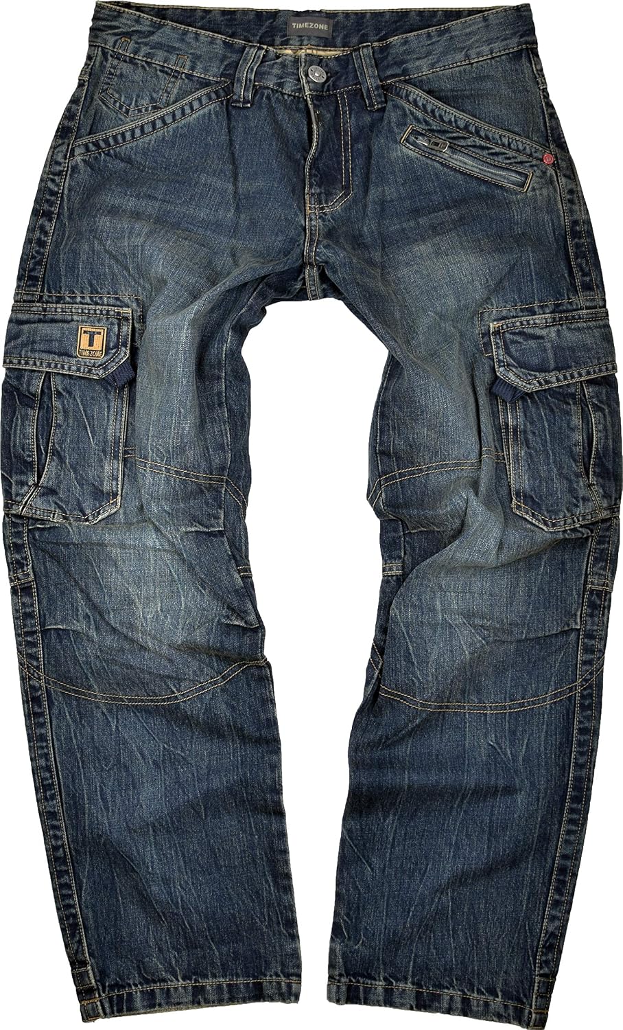 TIMEZONE Herrencargojeans Clay Blau Indigo 3983 Worker-Jeanshose Cargohose NEU e