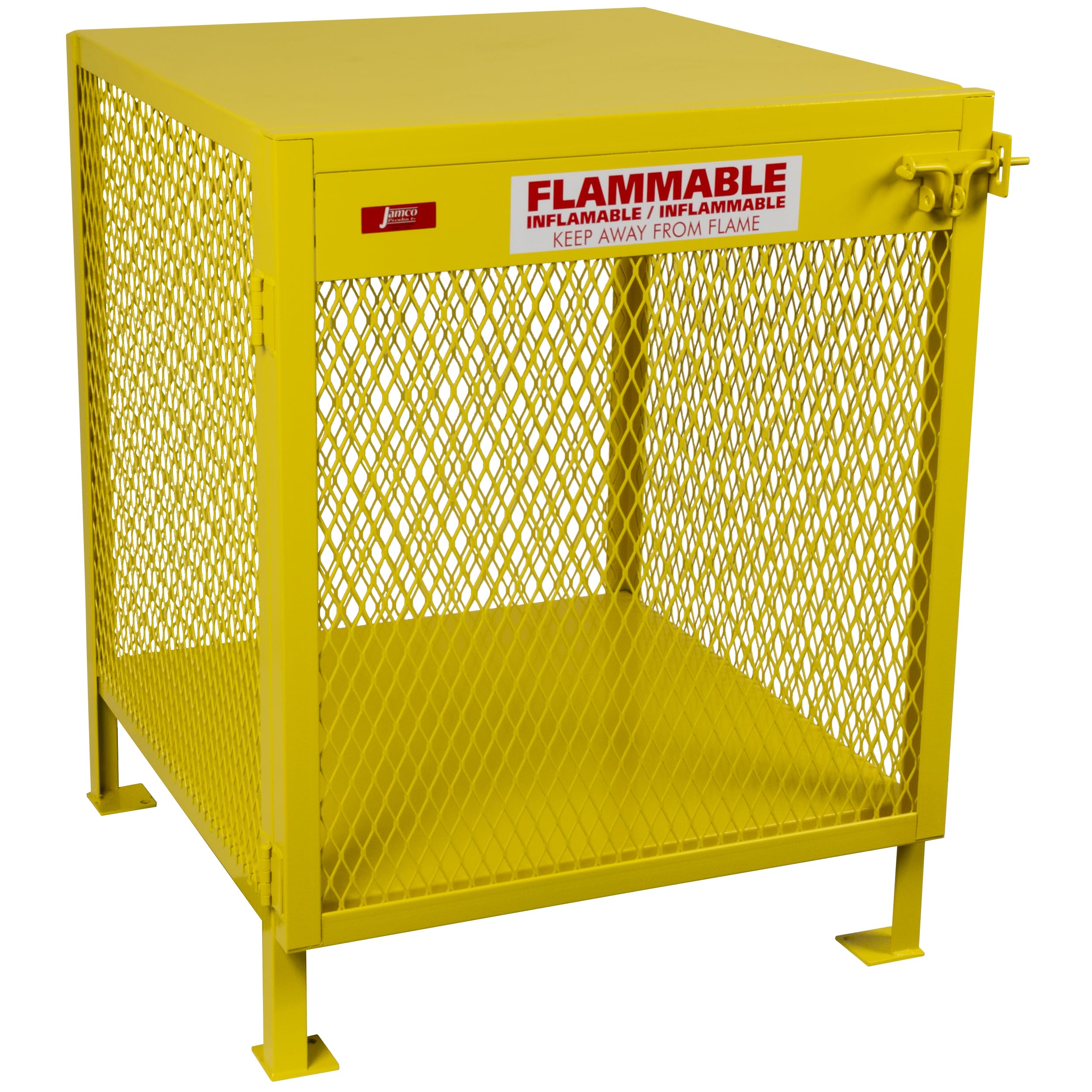 Jamco CW330YPQA Vertical Storage Cylinder Cabinet for Storing Forklift Propane Gas Tanks, 4 Cylinder Capacity, 14-Gauge Steel, 33" x 34" x 40", Yellow
